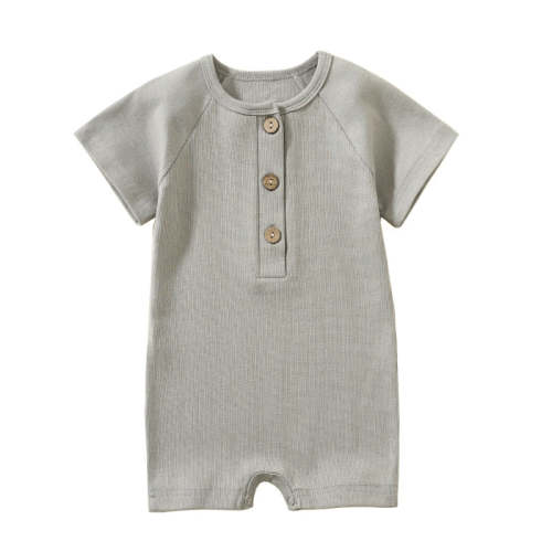 Basic Summer Button Romper in Grey - Size: 6m