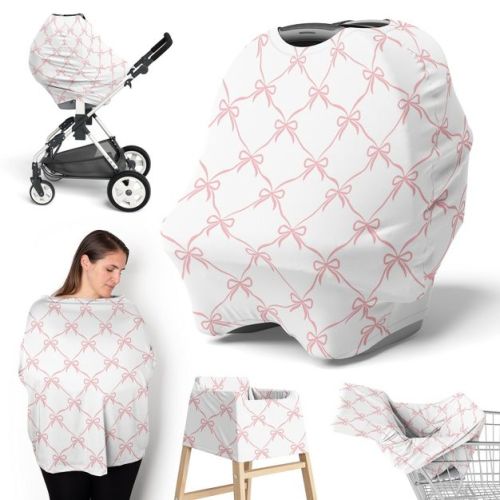 Sweet Jojo Designs Girl 5-in-1 Multi Use Baby Nursing Cover Ballerina and Ballet Bows Pink and White