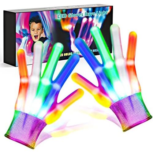 Cool Toys LED Gloves,Boys Toys Age 3-5 6-8 8-12 Year Old with 6 Flash Mode,Fun Toys Gifts for Halloween Christmas Birthday