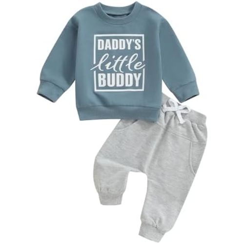 Toddler Baby Boy Fall outfit Mama's Boy Letter Embroidery Sweatshirt Top Elastic Pants Set Cute 2pcs Winter Clothes