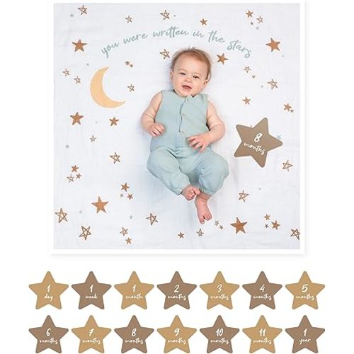 Lulujo Baby’s First Year Milestone Blanket and Card Set | 40in x 40in| Baby Gifts | All You Need is Love