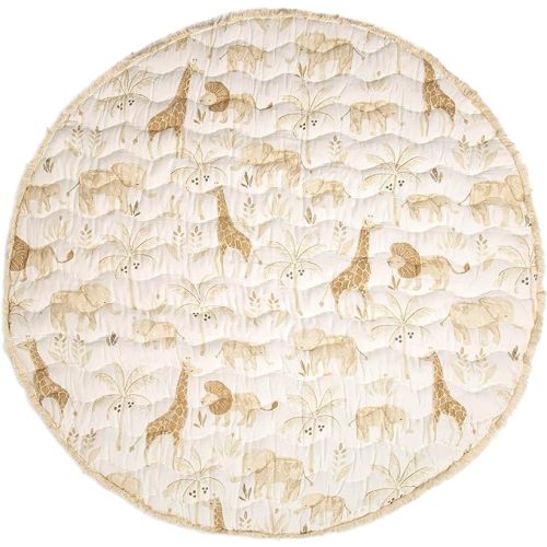 Crane Baby Activity Mat, Infant and Baby Quilted Playmat for Boys and Girls, Safari Animal, 40” x 40” - Kendi