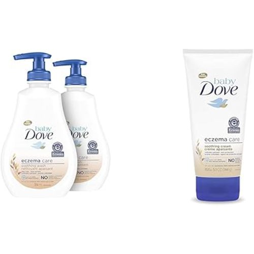 Baby Dove Soothing Baby Body Wash Eczema Care and Soothing Cream for Delicate Baby Skin 2 Count 13 oz Wash 5.1 oz Cream
