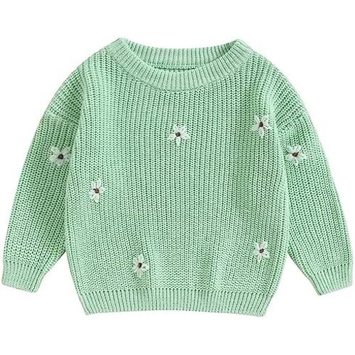 Mubineo Baby Girl Winter Clothes Cute Flower Sweater Crewneck Pullover Long Sleeve Knit Newborn Infant Sweaters