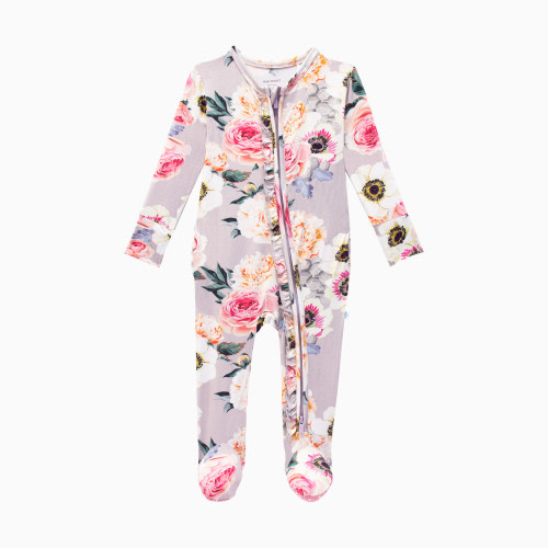 Footie Ruffled Zippered One Piece - French Grey