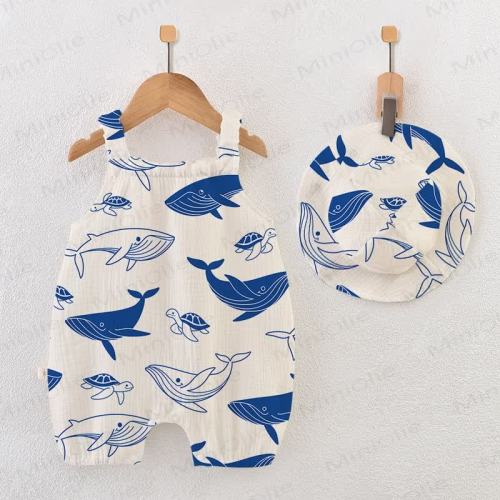 Baby Whale Turtle Romper with Hat