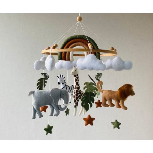 Safari Nursery Mobile With Rainbow , Realistic Felt Animals Lion, Giraffe, Zebra, Elephant, Crib Mobile, Ceiling Mobile, Newborn Gift. - Etsy Aruba