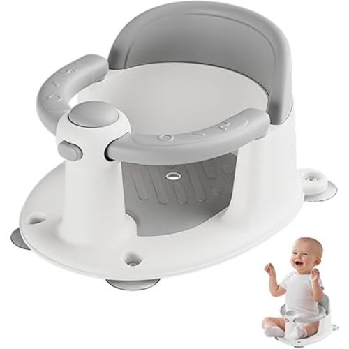 Baby Bath Seat for Babies 6 Months & up, Non-Slip Toddler Bath Seat for Baby & Newborn, Sit Up Bath Seat for Baby,Grey