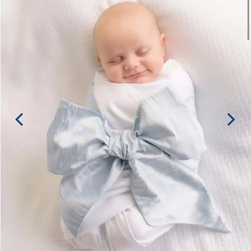 Bow Swaddle ® - Sea Blue Silk