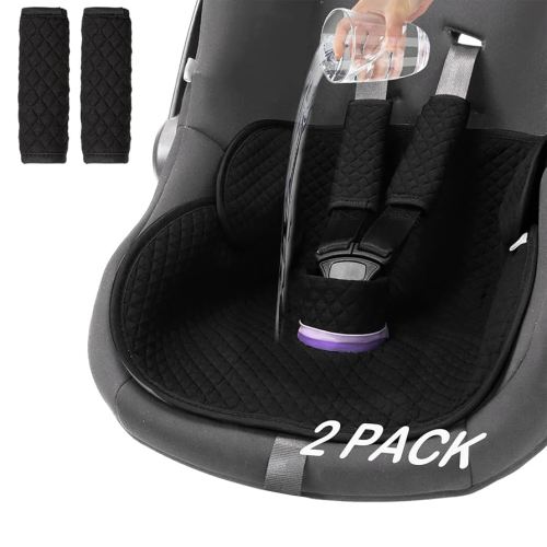 Baby Potty Training Car Seat Protector 2 Pack, Waterproof Car Seat Liner for Potty Training Toilet, Baby Infant Toddler Piddle Pad Fits for Carseat, Stroller, Highchair - 2 Pack, Black
