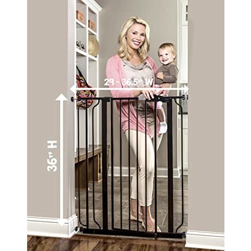 Regalo Easy Step Extra Tall Walk Thru Baby Gate, Bonus Kit, Includes 4-Inch Extension Kit, Pressure Mount Kit and Wall Cups and Mounting Kit, Black, 4 Count (Pack of 1)