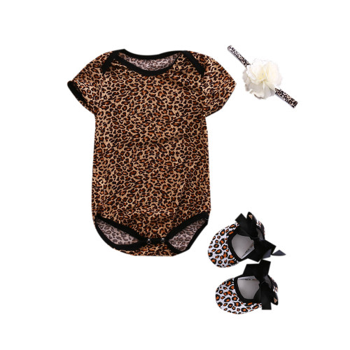 Hirigin Newborn Baby Girls Summer Clothes Set 0 3 6 12 Months Short Sleeve Romper Floral Jumpsuit Romper+Shoes+Headband Set