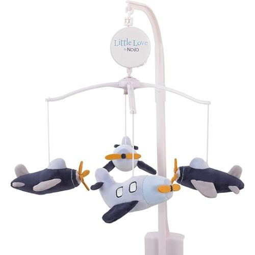 Little Love by NoJo Soar High Little One Navy Plush Airplane Musical Mobile