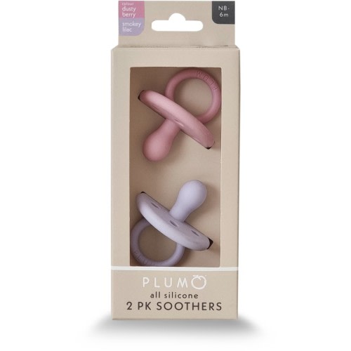 Plum Silicone Soothers, Size 0-6m 2 Pack - Dusty Berry & Lilac | Baby Bunting