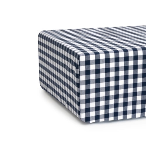 Luxe Premium Cotton Crib Sheet in Navy Gingham