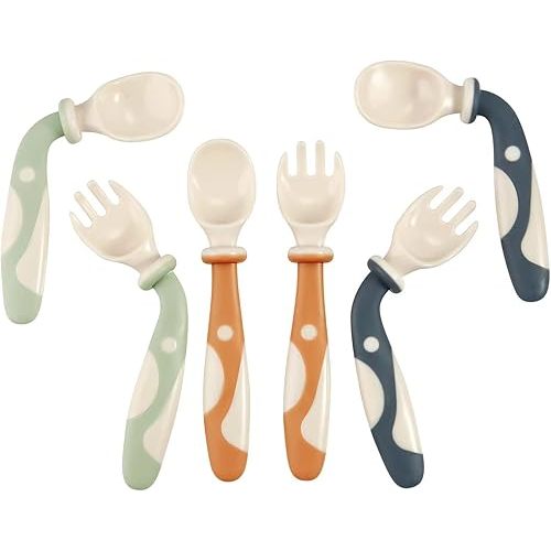 PandaEar Baby Bendable Spoons and Forks set 6 Pack| Training Learning Self-Feeding Baby Spoons First Stage for Kids Toddlers Children and Infants| BPA Free| Easy Grip Fork Tableware