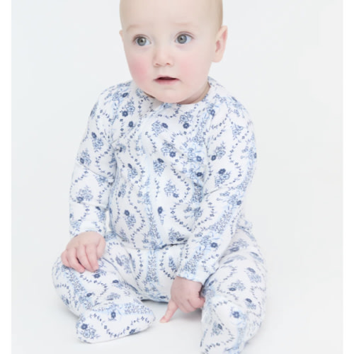 The Footie Pajama - Blue Vine Stripe – Hill House Home