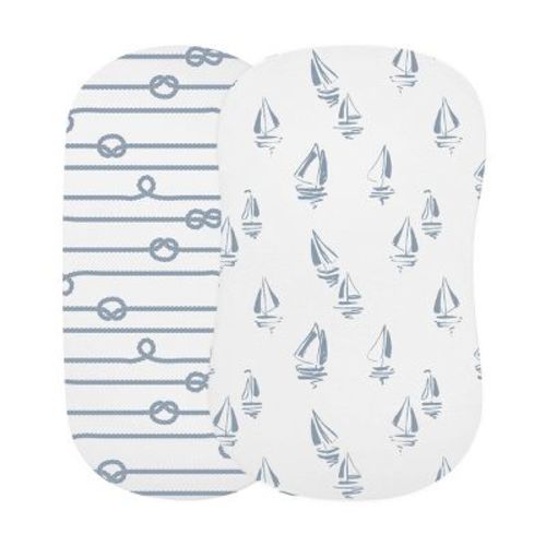 Ely's & Co. Baby Fitted Bassinet Sheet 100% Combed Jersey Cotton Nautical Print