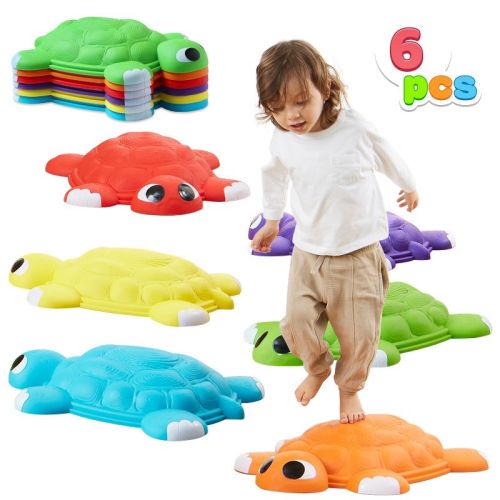 Joyfy 6 Pcs Stepping Stones for Kids, Turtle Balance Steppers, Toddler Non-Slip Balance Toys Encourage Toddler Balance & Motor Skills for Age 3+