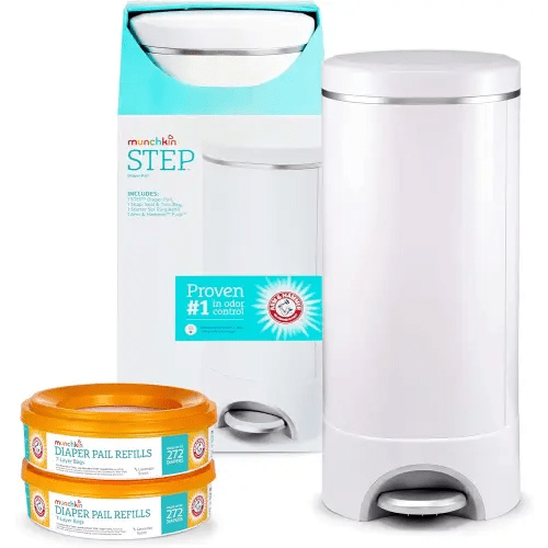 Munchkin® Step Diaper Pail Bundle - Includes Diaper Pail, Refill Rings, Bags and Baking Soda Puck