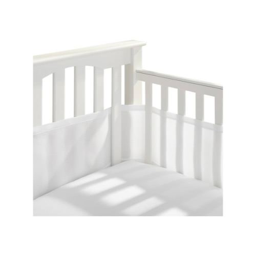 BreathableBaby Breathable Mesh Liner for Full-Size Cribs, Classic 3mm Mesh, White (Size 4FS Covers 3 or 4 Sides)
