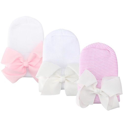DRESHOW BQUBO Newborn Hospital Hat Infant Baby Hat Cap with Big Bow Soft Cute Knot Nursery Beanie