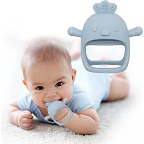 Smore Baby Silicone Teether Toy, for Babies 0-6 Months, BPA Free, Anti Dropping Wrist Hand Teethers Chew Toys, Sucking Needs, Soothing Teething Pain Relief Dusty blue