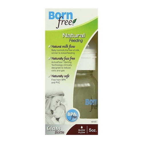 Born Free Glass Bottle With Activeflow Venting Technology - 5 Oz, 3 Pack
