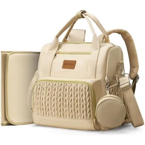 Backpack Diaper Bag,Stylish Waterproof Baby Diaper Bags with Changing Pad,Insulated Pockets,Multi-Function Travel Diaper Backpacks, Baby Registry Search,Khakii