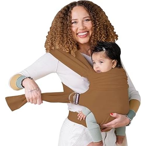 Lalabu The Simple Wrap Baby Wraps Carrier - Stylish Baby Sling Carrier for Newborns & Toddlers 13-28 lbs. Safety Tested, Easy-to-Use, Ergonomic, & Comfortable - Camel