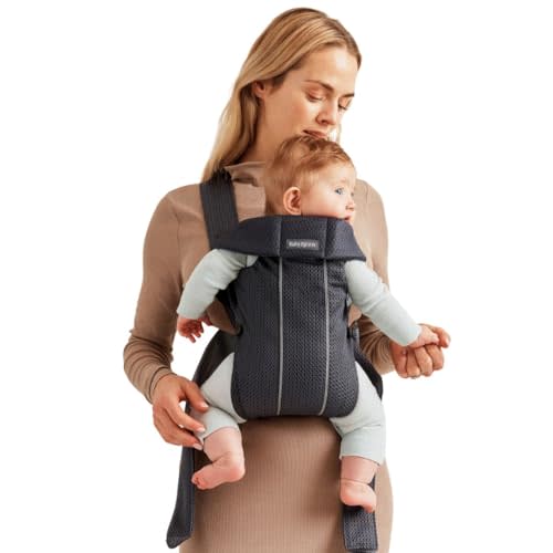 BabyBjörn Baby Carrier Mini, Anthracite, 3D Mesh | Newborn Carrier (7-25 lbs), Ergonomic, Easy-to-Use