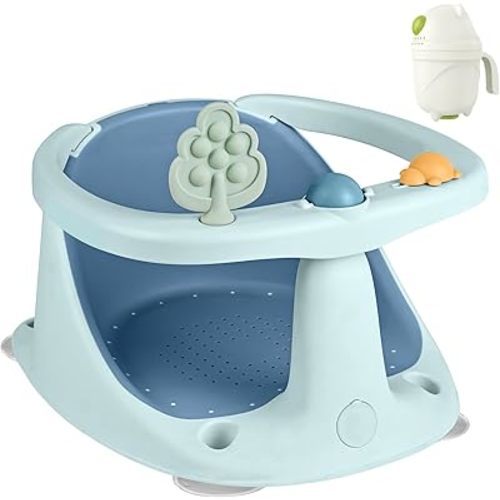 Baby Bath Seat for Babies 6 Months & Up - Bathtub Seats for Babies Sitting Up with Rinse Cup, Non-Slip, Comfortable, Infant Bath Essentials, Blue