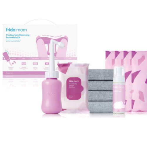 Frida Mom 11pc Postpartum Essentials Kit Gift Set, Hospital Bag Must Haves for New Mom, Includes 4 Disposable Postpartum Underwear, 4 Ice Maxi Pads, Perineal Healing Foam & 24 Pad Liners & Peri Bottle