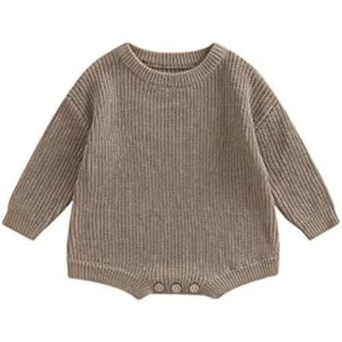 woshilaocai Baby Boy Girl Sweater Oversized Long Sleeve Romper Warm Crewneck Bodysuit Knitted Winter Clothes