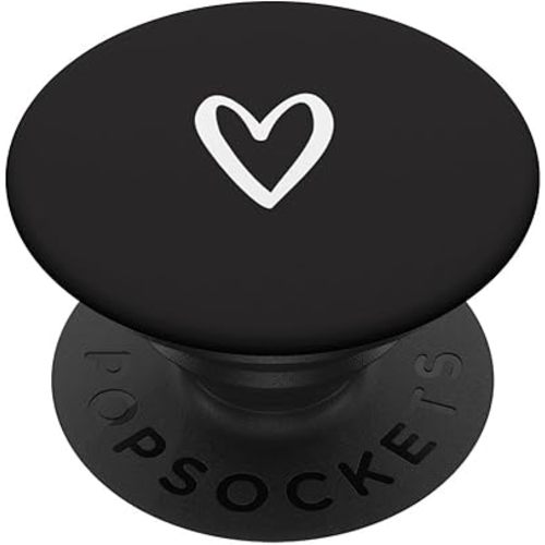 White Heart Love Black PopSockets Swappable PopGrip