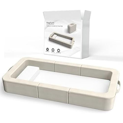 Folding Toddler Floor Bed, Portable Kid Travel Bed, New Patented Design, Soft, Safe and Washable, Good Ideal for Toddlers and Kids, Khaki