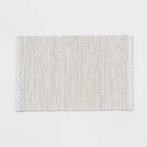 20"x30" Traditional Chenille Bath Rug Tan/White - Threshold™