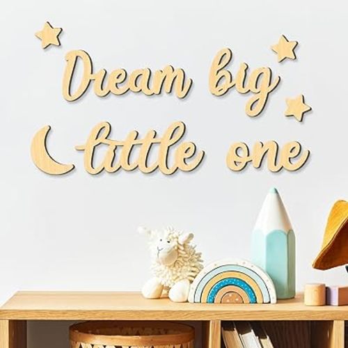 Xylolfsty Dream Big Little One Wall Decor Baby Room Decor Boho Moon Stars Wooden Sign Decoration Boys Girls Bedrooms Hang On Wall Art for Home Farmhouse Living Playroom 8PCS