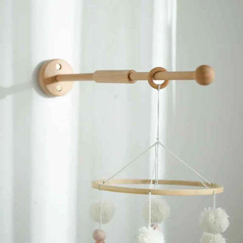 Wall Mounted Baby Mobile Cot Arm - Natural Beechwood Nursery Accessory