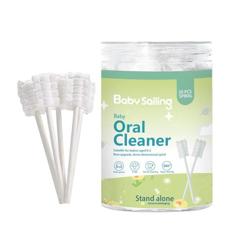 Baby Tongue Cleaner, 30 Pieces Baby Toothbrush, Baby Mouth Cleaner, Soft Gauze Toohthbrush Baby Oral Cleaning Stick Oral Care for 0-36 Month Baby
