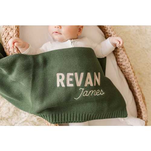Embroidered Baby Blanket, Knitted Name Blanket, Newborn Cotton Blanket, Blanket with Name, Personalized Blanket, Baby Gift, Baby Boy Blanket