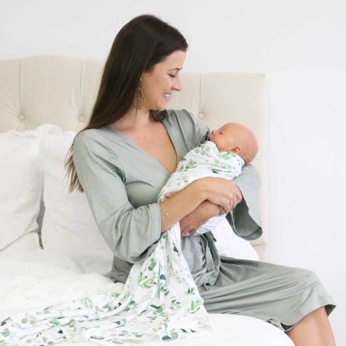 Bamboo Knit Maternity Robe | Moss