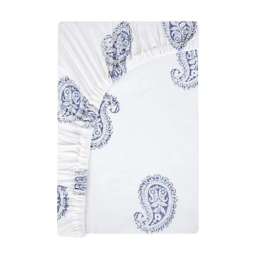 Block-Printed Cotton Fitted Crib Sheet