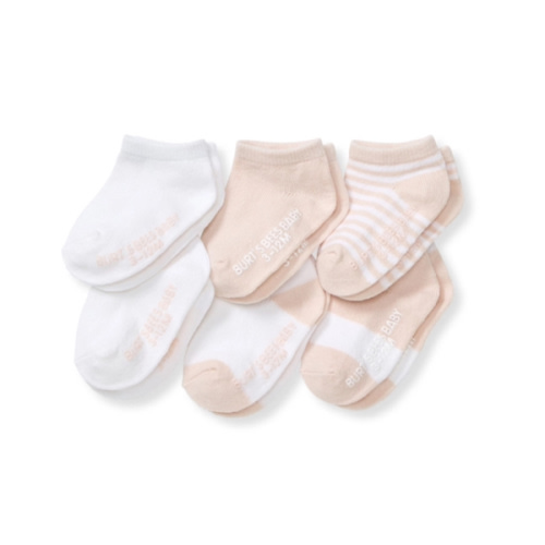 Solid and Stripes Organic Cotton Baby Ankle Socks 6 Pack Ranunculus