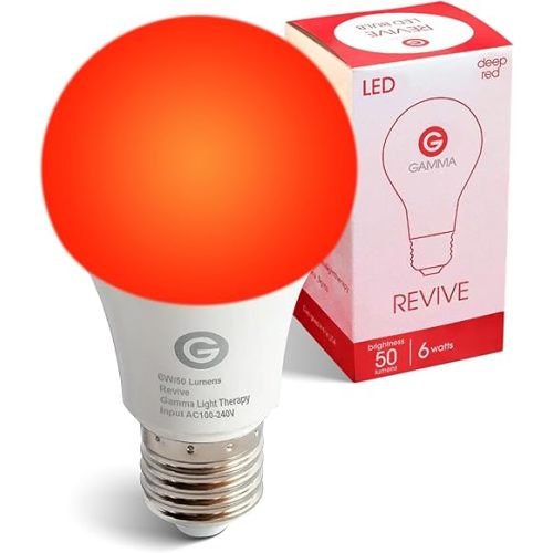 Revive by Gamma - 670nm - Red Light Bulb Sleep Therapy - Melatonin Promoting Natural Sleep Aid