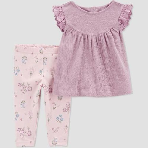Carter's Just One You®️ Baby Girls' Floral Top & Bottom Set - Purple 3m
