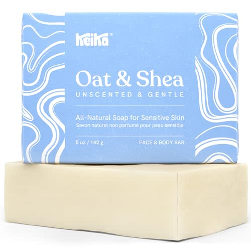 Keika Baby Soap Bar Oat & Shea Unscented for Eczema, Psoriasis, Face, Body, Infant Kids Teens Men Women with Sensitive Skin, 5 oz.
