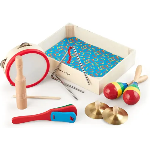 Melissa & Doug Band-in-a-Box Clap! Clang! Tap! - 10-Piece Musical Instrument Set - Kids Musical Instruments, Wooden Percussion Instruments For Toddlers And Kids Ages 3+