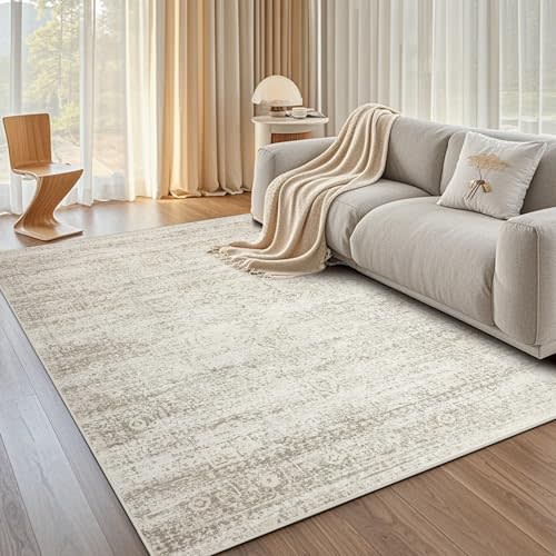 Srugn Washable Rugs 5x7 Area Rugs for Living Room,Rugs for Bedroom, Large Carpets,Ultra Soft Faux Wool Retro Dining Room Rug,Non Slip&Non-Shedding Low Pile Vintage Print Rug for Home Office Decor