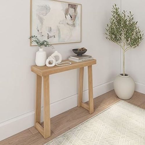 Plank+Beam Solid Wood Console Table, 36 Inch, Sofa Table, Narrow Entryway Table for Hallway, Behind The Couch, Living Room, Foyer, Easy Assembly, Blonde